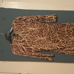 MAX & CLEO  BROWN AND WHITE DRESS (KNEE LENGTH)